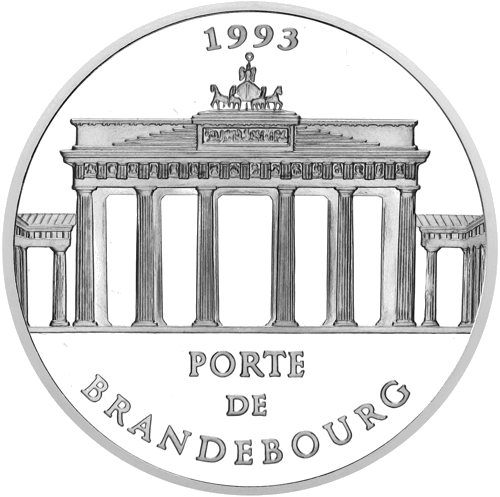 100 Francs Brandenburg Gate 1997 France Silver Coin (1)