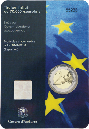 2022 Андорра Введение евро монета 2 евро BU (3)