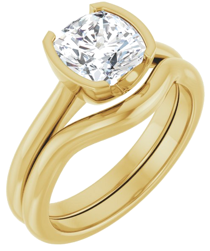 Sužadėtuvių Žiedas „Half-Bezel Solitaire“ 14k yellow gold Cushion 7mm (6)