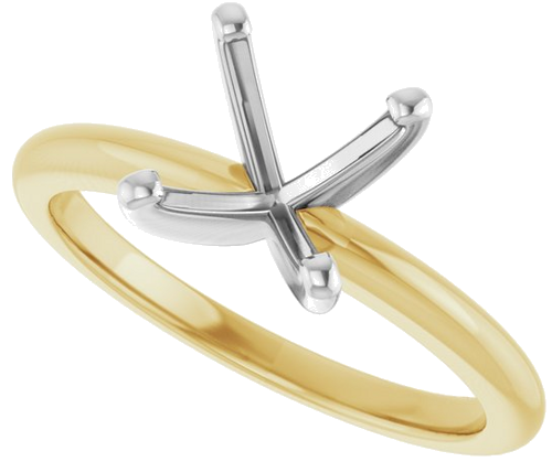 14K Yellow   White  8.2 mm Round Solitaire Engagement Ring Mounting (5)