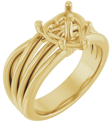 14K Yellow 8x8 mm Heart Solitaire Engagement Ring Mounting (1)