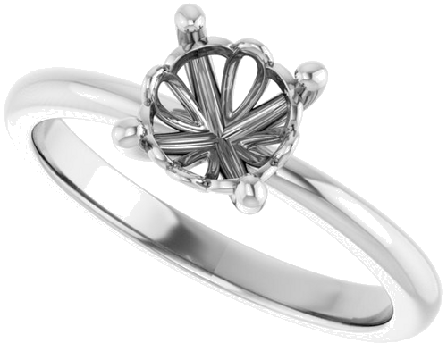 14K White 6.5 mm Round Solitaire Engagement Ring Mounting (5)