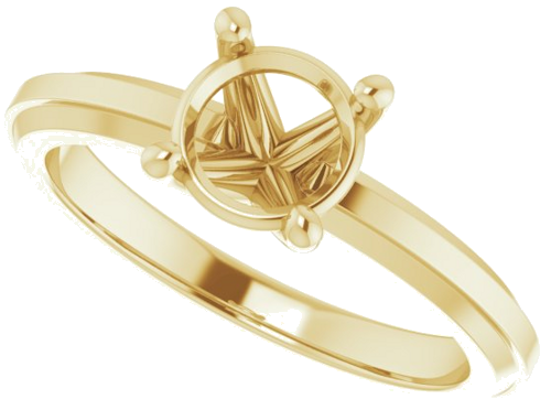 14K Yellow 6.5 mm Round Solitaire Engagement Ring Mounting (5)