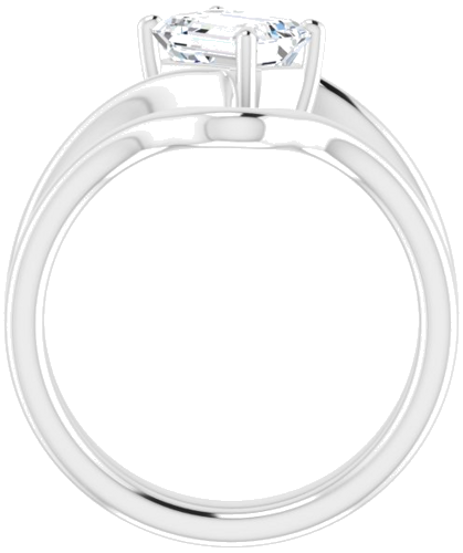 Sužadėtuvių Žiedas „Solitaire Bypass“ 14k white gold Emerald 7mm x 5mm (7)