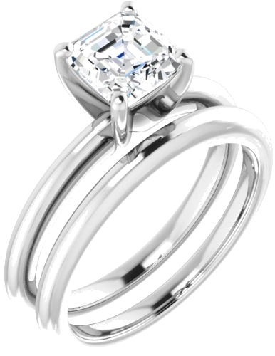 Sužadėtuvių Žiedas „Solitaire“ 585 Baltojo Aukso Asscher 6mm (6)