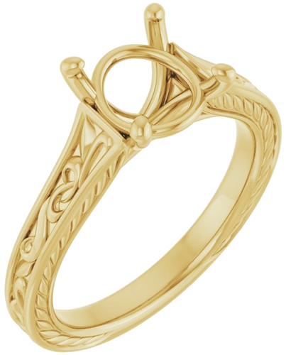 Sužadėtuvių Žiedas „Solitaire Scroll“ 14k yellow gold Round 8.2mm (1)