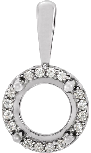 14K White 6 mm Round .04 CTW Natural Diamond Semi-Set Pendant (1)