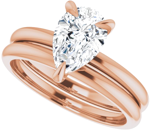 Sužadėtuvių Žiedas „Solitaire“ 585 Rožinis Aukso Pear Shape 9mm x 6mm (10)