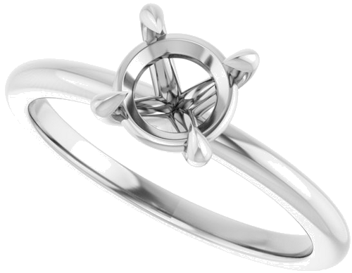 14K White 6.5 mm Round Solitaire Engagement Ring Mounting (5)