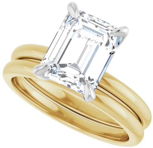 Sužadėtuvių Žiedas „Solitaire“ 18k yellow/white gold Emerald 9mm x 7mm (10)