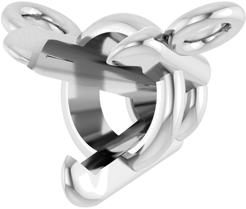 14K White 4 mm Round 3-Prong Claw Basket 16-18  Necklace Mounting (2)