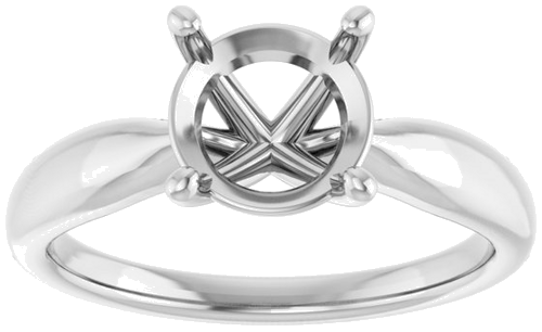 14K White  8 mm Round Solitaire Engagement Ring Mounting (3)