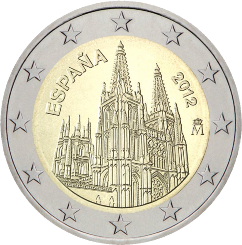2012 Испания Кафедральный собор в Бургосе монета 2 евро (1)