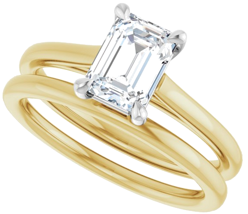 Sužadėtuvių Žiedas „Claw-Pong“ 14k yellow/white gold Emerald 7mm x 5mm (10)