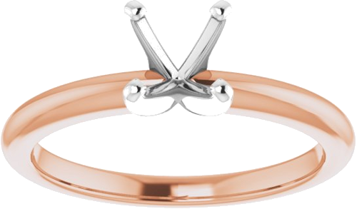 Sužadėtuvių Žiedas „Solitaire“ 585 Baltojo Ir Rožinis Aukso Round 6mm (3)