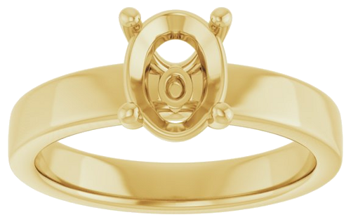 14K Yellow 8x6 mm Oval Solitaire Engagement Ring Mounting (3)