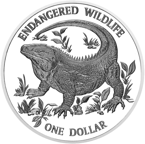1995 Blue Iguana Cayman Islands 1 Dollar Silver Coin (1)