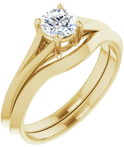 Sužadėtuvių Žiedas „Solitaire Split Shank“ 14k yellow gold Round 4.8mm (6)