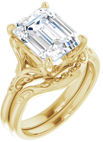 14K Yellow 10x8 mm Emerald Solitaire Engagement Ring Mounting (6)