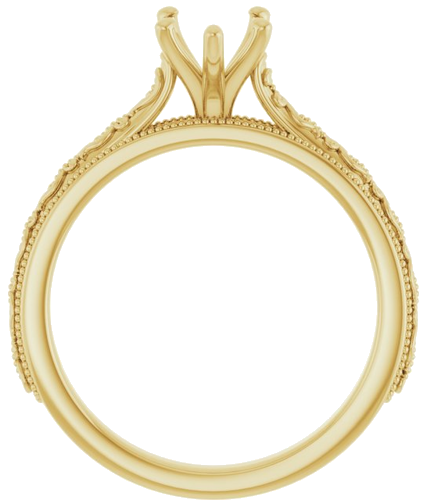 14K Yellow  8x6 mm Pear Solitaire Engagement Ring Mounting (2)