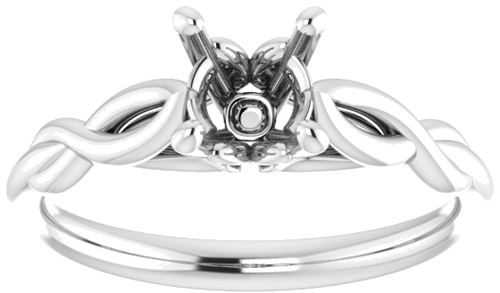 14K White  6 mm Round Solitaire Engagement Ring Mounting (3)