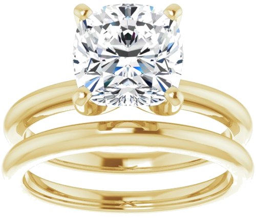 14K Yellow  8 mm Cushion Solitaire Engagement Ring Mounting (8)