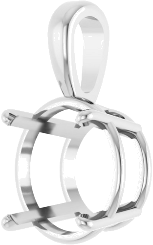 Sterling Silver 12 mm Round 4-Prong Pendant Mounting (2)