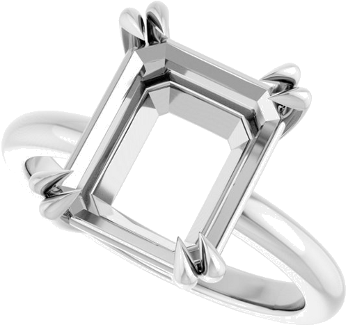 Sužadėtuvių Žiedas „Double Claw-Prong Solitaire“ 14k white gold Emerald 11mm x 9mm (5)