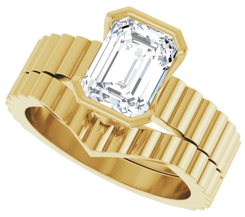 Sužadėtuvių Žiedas „Half-Bezel Solitaire“ 14k yellow gold Emerald 8mm x 6mm (10)