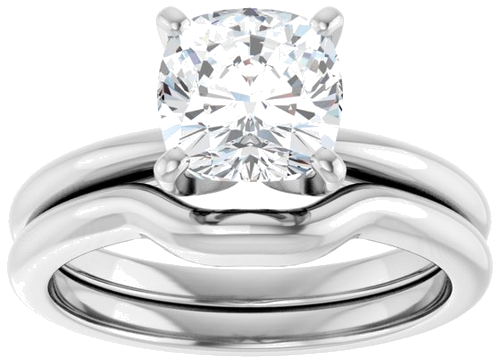 14K White  7x7 mm Cushion Solitaire Engagement Ring Mounting (8)