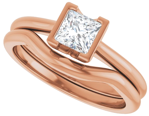 Sužadėtuvių Žiedas „Half-Bezel Solitaire“ 14k rose gold Square 4.5mm (10)