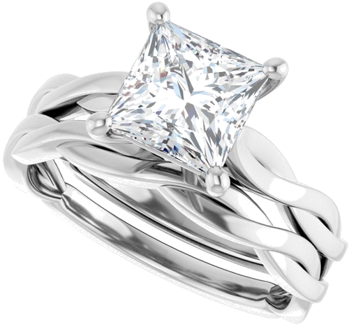 Sužadėtuvių Žiedas „Infinity-Inspired“ 14k white gold Square 6.5mm (10)
