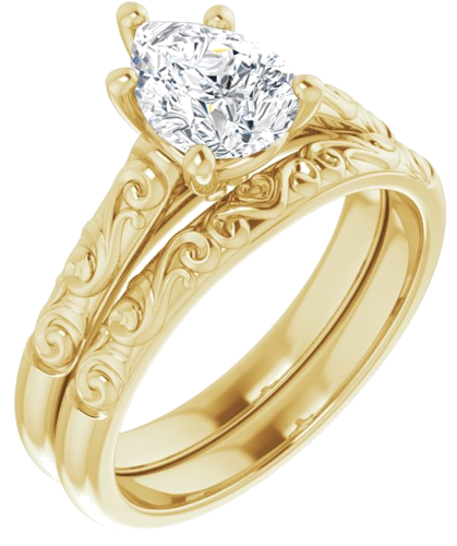 Sužadėtuvių Žiedas „Solitaire“ 10k yellow gold Pear 8mm x 6mm (6)