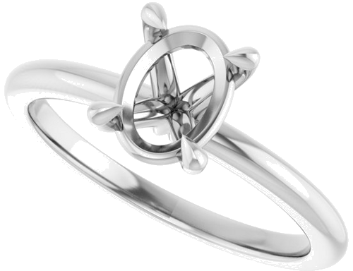 Sužadėtuvių Žiedas 585 Baltojo Aukso Oval 8mm x 6mm (5)