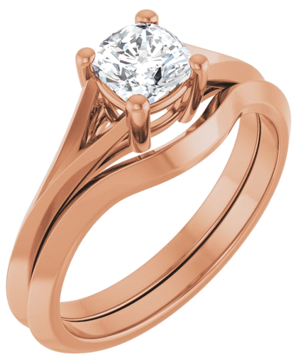 Sužadėtuvių Žiedas „Solitaire Split Shank“ 14k rose gold Cushion 5mm (6)
