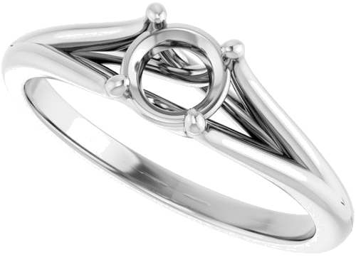14K White 5.2 mm Round Solitaire Engagement Ring Mounting (5)