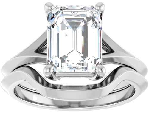 Sužadėtuvių Žiedas „Solitaire Split Shank“ 950 Platinos Emerald 9mm x 7mm (8)