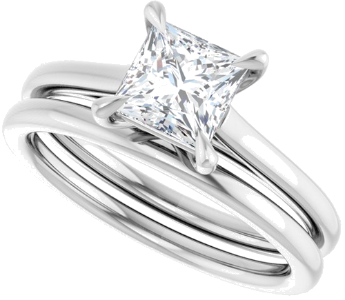 Sužadėtuvių Žiedas „Claw-Pong“ 14k white gold Square 5.5mm (10)