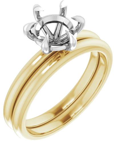Sužadėtuvių Žiedas „Claw-Prong“ 14k yellow/white gold Round 7.4mm (6)