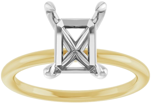 Sužadėtuvių Žiedas „Claw-Prong Solitaire“ 14k yellow/white gold Emerald 9mm x 7mm (3)