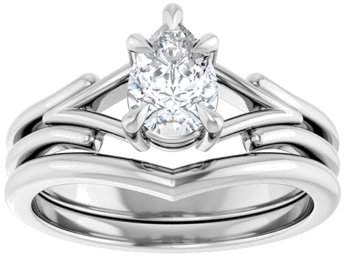Sužadėtuvių Žiedas „Claw-Prong Solitaire“ 14k white gold Pear 7mm x 5mm (8)