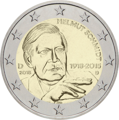 2018 Vokietija Helmut Schmidt 2 eurų moneta (1)