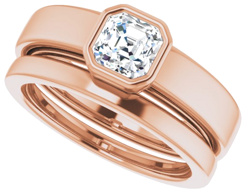 14K Rose  5 mm Asscher Solitaire Engagement Ring Mounting (10)