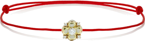 Red thread bracelet with Limoges ceramic and diamonds (1)