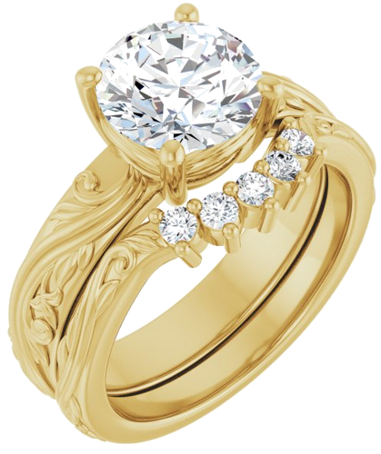 Sužadėtuvių Žiedas „Solitaire Sculptural“ 14k yellow gold Round 8.2mm (6)
