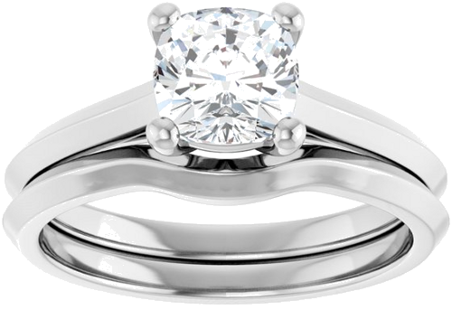 14K White 6 mm Cushion Solitaire Engagement Ring Mounting (8)