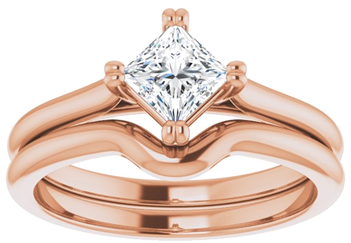 Sužadėtuvių Žiedas „Double Claw-Prong Solitaire“ 10k rose gold Square 4.5mm (8)