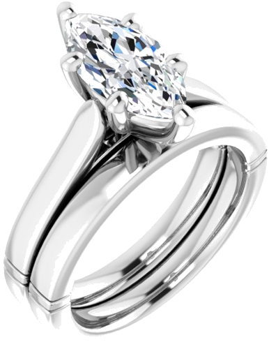 14K White  12x6 mm Marquise Solitaire Engagement Ring Mounting (6)