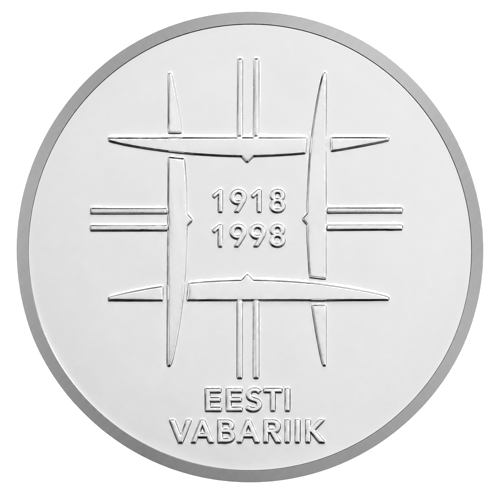 1998 Естония Независимост 100 крони сребърна монета (2)