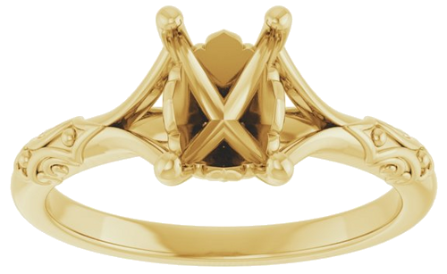 Sužadėtuvių Žiedas „Solitaire Split Shank“ 585 Geltonojo Aukso Emerald 7mm x 5mm (3)